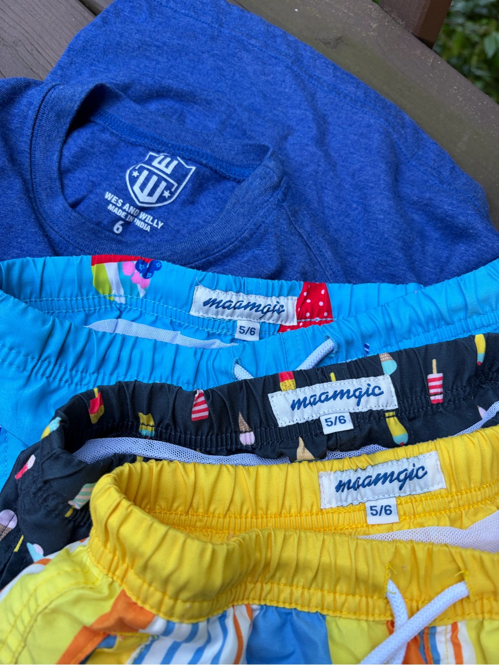 Boys Swim Shorts And Wes And Willy Graphic T-Shirt